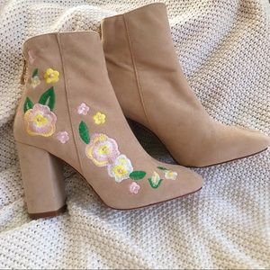Floral Embroidered Ankle Boot